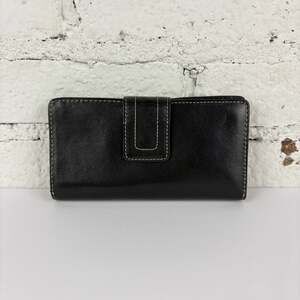 Fossil Black Leather Vintage Pink Inside Bifold Wallet Check Holder
